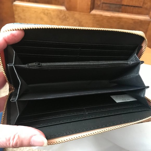 NWT Faux Cork w/Colorful Hibiscus Flowers Zipper Close Wallet/Wristlet - Picture 6 of 6